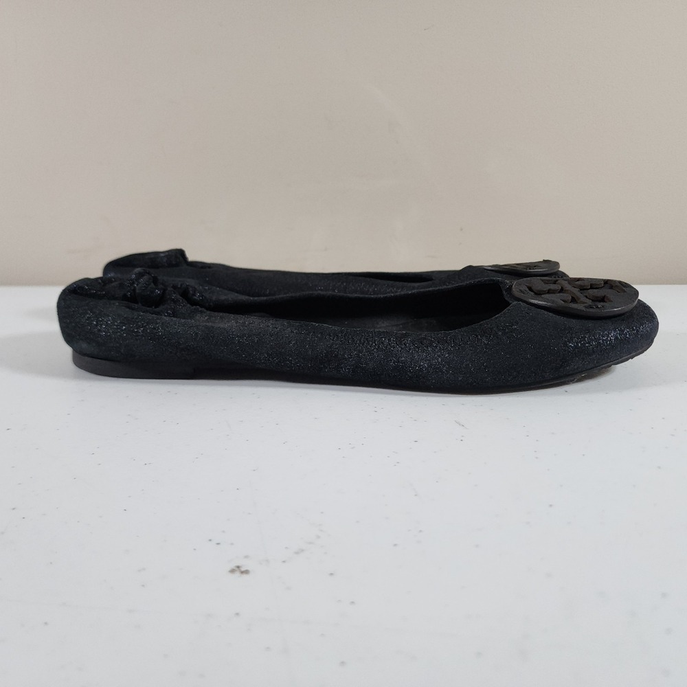 Tory Burch Minnie Travel Ballet with Logo Size 9 M Black Leather Used - Picture 12 of 16